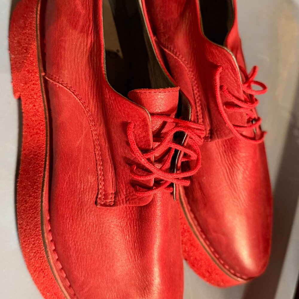 Lofina Rosso Shoes Platform Chunky Oxford Derby Red Leather Lace Up EUR 41 US 10